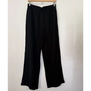 Old Navy Wide Leg High Rise Linen Blend Black Pants Women's Size M Beach Resort